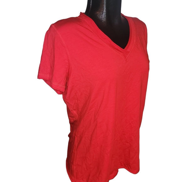 CoCo Y Club Red V-Neck Short Sleeve Top XL - Picture 2 of 6